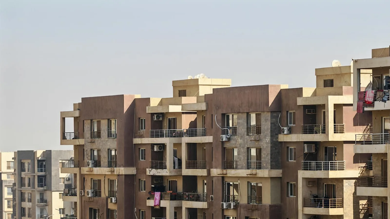 A view of modern apartment buildings capturing urban architecture and residential living space.